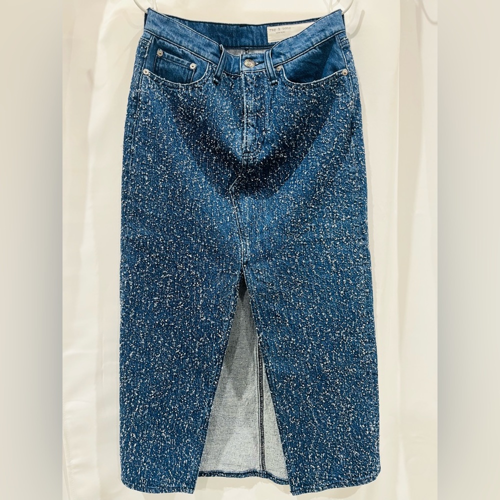 rag & bone Women'sDenim  Blue Clara Midi Skirt Medium Wash Size 26